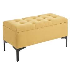 It excites the senses and gives a contrast to the upper section. Nspire Upholstered Storage Ottoman Mustard And Black 17 25 In X 35 5 In 402 529mus Bk Rona
