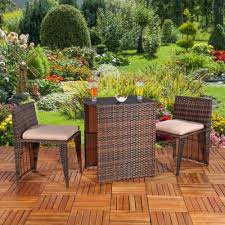 Table de jardin robuste peut accueillir facilement 6 personnes Salon Exterieur 2 Fauteuils Et Table Resine Tressee Marron