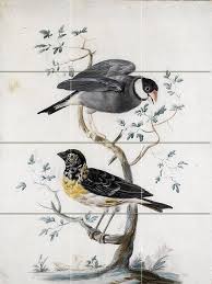 tile mural two exotic birds kitchen