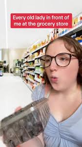 Old Lady Grocery Store Checkout