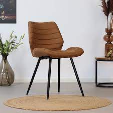 2 ethan allen radius dining chairs brushed nickel metal 136420 industrial design. Industrial Dining Chair Morris Cognac Shipped Within 24 Hours Furnwise