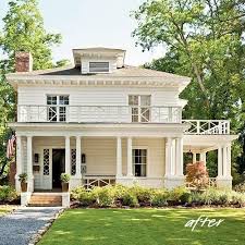 White Houses With White Trim I Ll Always Love You Most I Am Not Mad At A The Tiniest Hint Of Gray Tho Craftsman Style Home House Exterior House With Porch