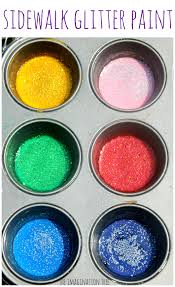 What to paint with glitter paint. Rainbow Glitter Sidewalk Paint Recipe The Imagination Tree
