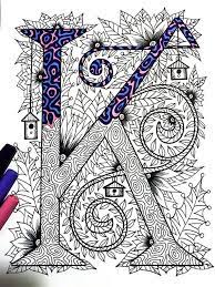 letter k coloring page inspired by the font etsy zentangle patterns pages coloriage de chapeau pompier
