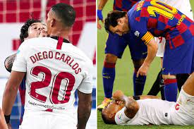 Diego carlos y reguilón tratan de frenar a messi. Eurosonmgl ×'×˜×•×•×™×˜×¨ In The Tie Between Barcelona And Sevilla Yesterday Lionel Messi Had A Scuffle With Diego Carlos It Led To A Punch From Messi No Cards Were Shown What Do You