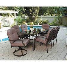 Mainstays Wentworth Outdoor Patio Dining Set Cushioned Metal 7 Piece Walmart Com Cheap Patio Furniture Patio Furniture Sets Patio Furniture Dining Set