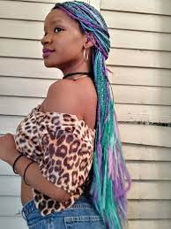 My Colorful Microbraids Teal Blue Purple Green Haircut Inspiration Micro Braids Hair Inspiration