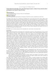 Pdf School District Leadership Styles And School Improvement Evidence From Selected School Principals In The Eastern Cape Province