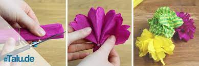 Origami blumen erfreuen sich in letzter zeit großer beliebtheit und werden effektvoll auf dem benötigte materialien: Blumen Aus Krepppapier Basteln Bastelanleitungen Talu De