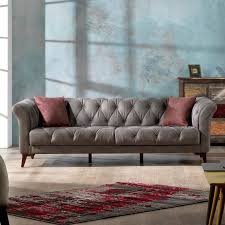Danos 3 Seater Chesterfield Sofa White Furniture Living Room Sofa Luxury Home Furniture