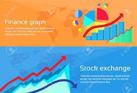 Finance Graph Stock Exchange Chart Web Banner Set Flat Design