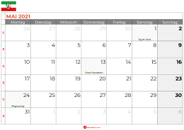 Druck kalender 2020 kostenlos mit wochennummern. Kalender Mai 2021 Nordrhein Westfalen