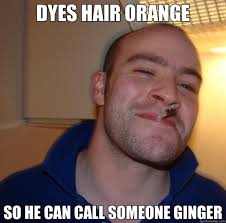 DYES HAIR ORANGE SO HE CAN CALL SOMEONE GINGER - Good Guy Greg - quickmeme