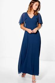 Chiffon Cape Sleeve Maxi Bridesmaid Dress Boohoo Uk Maxi Bridesmaid Dresses High Street Bridesmaid Dresses Latest Maxi Dresses