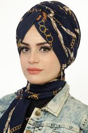 Aise Tesettur Lacivert Zincir Sal Bone Modelleri 1 Kadin Giyim Kizlar Turbanlar