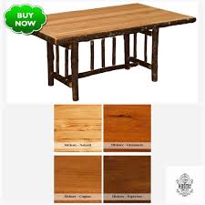 Natural Hickory Log Dining Table Bark On Legs Custom Sizes Armor Finish In 2020 Dining Table Hickory Furniture Dining