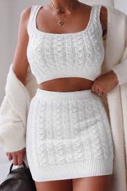 Popular knitwear skirt and top of good quality and at affordable prices you can buy on aliexpress. Cream Cable Knit Crop Top Skirt Co Ord Vennie Rebellious Fashion