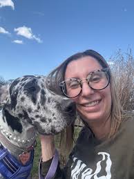 Great Dane with Pearl Necklace