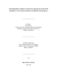 We did not find results for: Doc The Reading Difficulties Of Grade Iii Pupils In District Iv In The Schools Division Of Manila Umali Melanie Academia Edu