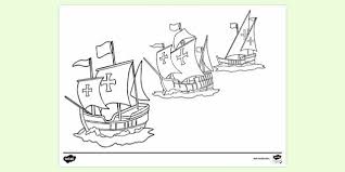 Christopher columbus three ships coloring pages christopher columbus coloring pages nina pinta and santa maria and all other pictures, designs or photos on our website are copyright of their respective owners. Christopher Columbus Ships Colouring Page Twinkl
