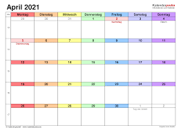 Auch mondkalender april 2021 einschließlich wochennummer sind zu sehen durch auf oben dargestellte monate zu klicken. Kalender April 2021 Als Pdf Vorlagen