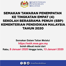 Langkau juga untuk terus melihat ranking mrsm di malaysia berdasarkan keputusan spm terkini. Kpm On Twitter Semakan Tawaran Ke Tingkatan 4 Di Sbp Boleh Dilakukan Mulai 8 Januari Hingga 13 Januari 2020