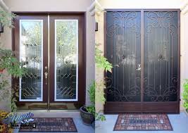 before after installation of wrought iron security screen doors french doors french doors security wrought iron security doors steel gate design
