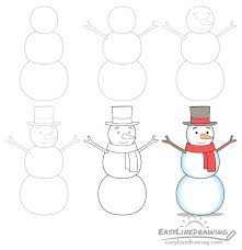 Find & download free graphic resources for snowman. How To Draw A Snowman Step By Step Easylinedrawing