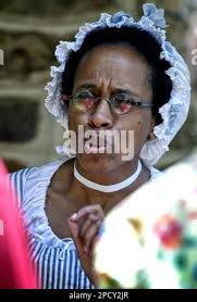 Park Ranger Ajena Cason Rogers, portrays Hannah Till Saturday, June 17,  2006, in Valley Forge, Pa. Till's story, a slave who cooked for Washington  and his troops during the grueling winter at