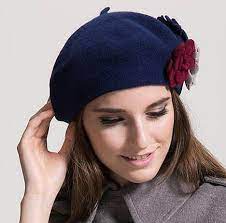 Flower French Beret Hat For Women Winter Wool Hats French Beret Hat Top Hats For Women Hat Fashion Women