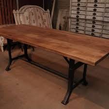 French chestnut and slate dining room table on forged wrought iron base. Industrial Dining Table With Cast Iron Base Dining Table Industrial Dining Table Outdoor Dining Table