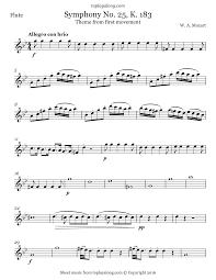 Mozart Symphony No 25 In G Minor K 183 Theme Violin Sheet Music Flute Sheet Music Piano Songs Sheet Music