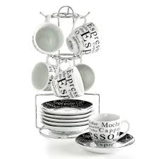 4.7 out of 5 stars. Mugs Set Of 6 Cups Saucers In Chrome Stand Espresso Coffee Mugs Set Tableware Gift Home Garden