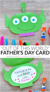 On the end that opens draw two line from each side about 3 inches long. Out Of This World Kids Father S Day Card I Heart Crafty Things