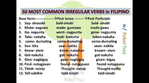 50 Most Common Irregular Verbs In Filipino Filipino Guide Tagalog Words Irregular Verbs Words