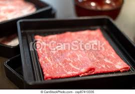Recipe for japanes thin sliced kobe steak : Premium Grade Of Fresh Raw Thin Sliced Beef For Shabu Shabu Or Yakiniku Canstock