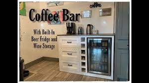 Bar with wine fridge opening. Diy Coffee Bar With Built In Beer Fridge And Wine Storage Youtube