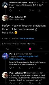 Master Cheeks (Pablo Schreiber) showing a sense of humor addressing the  Twitter trolls. Honestly idc what anyone here says, he makes a great Master  Chief. : rhalo