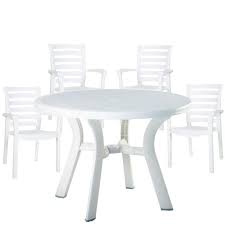 Check spelling or type a new query. 5 Piece 42 Round Resin Patio Table And 4 Resin Chairs In White Walmart Com Walmart Com