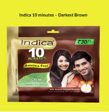 It is ideal for busy individuals who shouldn't have to compromise on style because of a busy life. Indica 10 Minutes Darkest Brown Hair Colour à¤¨ à¤š à¤°à¤² à¤¹ à¤¯à¤° à¤•à¤²à¤° Cavinkare Private Limited Chennai Id 16820391548