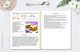 Editable Cook Book Recipe Template Recipe Pages Pattern Etsy Recipe Book Templates Recipe Template For Word Recipe Template