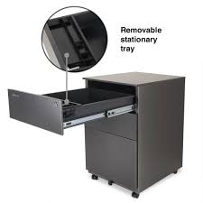 Aurora Fc 103mb Modern Soho Design 3 Drawer Metal Mobile File Cabinet With Lock Key Sliding Drawer Fully Assembled Metallic Charcoal Cabinets Racks Shelves Office Products
