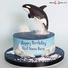 Choice of chocolate or white chocolate; Cute Dolphin Birthday Name Cake Enamewishes