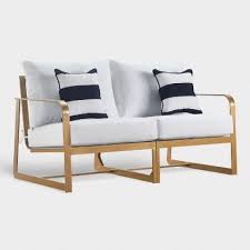 Gray Acacia Tanjier Outdoor Occasional Furniture World Market In 2020 Outdoor Sofa Gold Sofa Outdoor Chairs