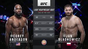 Rywalem polaka będzie dominick reyes, a stawką walki pas mistrzowski kategorii półciężkiej organizacji ufc. Jan Blachowicz Corey Anderson Skrot Walki Polsat Sport
