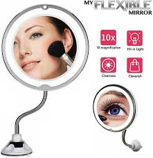 Огледало с LED светлина, 10х увеличение и гъвкаво захващане с вакуум