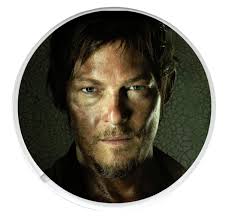 Round coaster With an image of Daryl Dixon/Norman Reedus, The Walking Dead. 