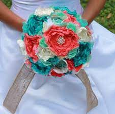 Buy turquoise wedding bouquet and get the best deals at the lowest prices on ebay! Ivory Coral Turquoise Mint And Burlap Romantic Heirloom Brooch Wedding Bouquet Turquoise Wedding Bouquets Turquoise Wedding Coral Bouquet Wedding