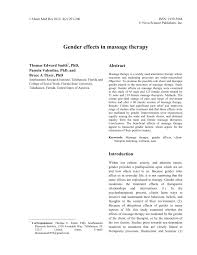 Father of physical education, physical therapy, and massage therapy. Pdf Gender Effects In Massage Therapy