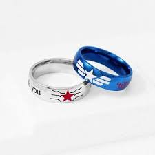 Stucky Ring Winter Soldier Captain America Stainless Steel Stucky Ring Geek Engagement Ring Couple Geek Engagement Rings Marvel Jewelry Blue Engagement Ring